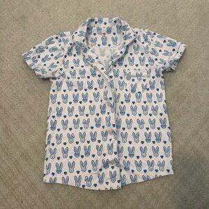 Roller Rabbit Blue Bunny Short Polo Pajama Top